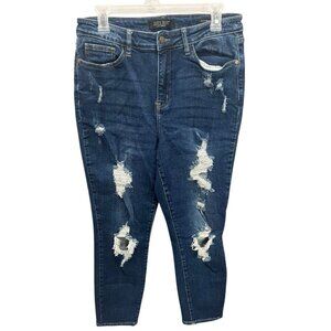 Judy Blue Women's 11/30 High Rise Boyfriend Fit Jeans Super Distressed Dark